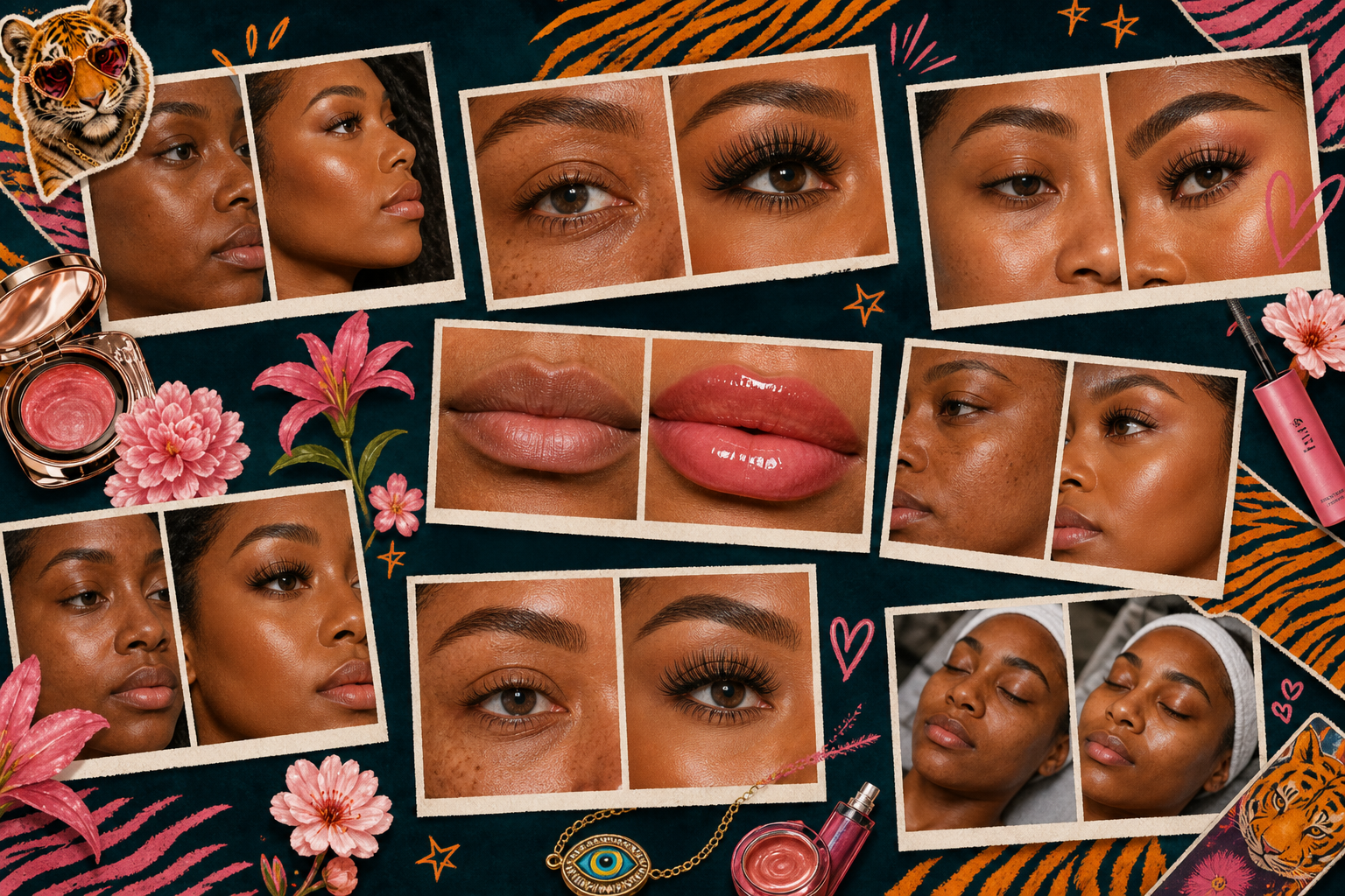 KREM Spa skin, lash, and brow results collage